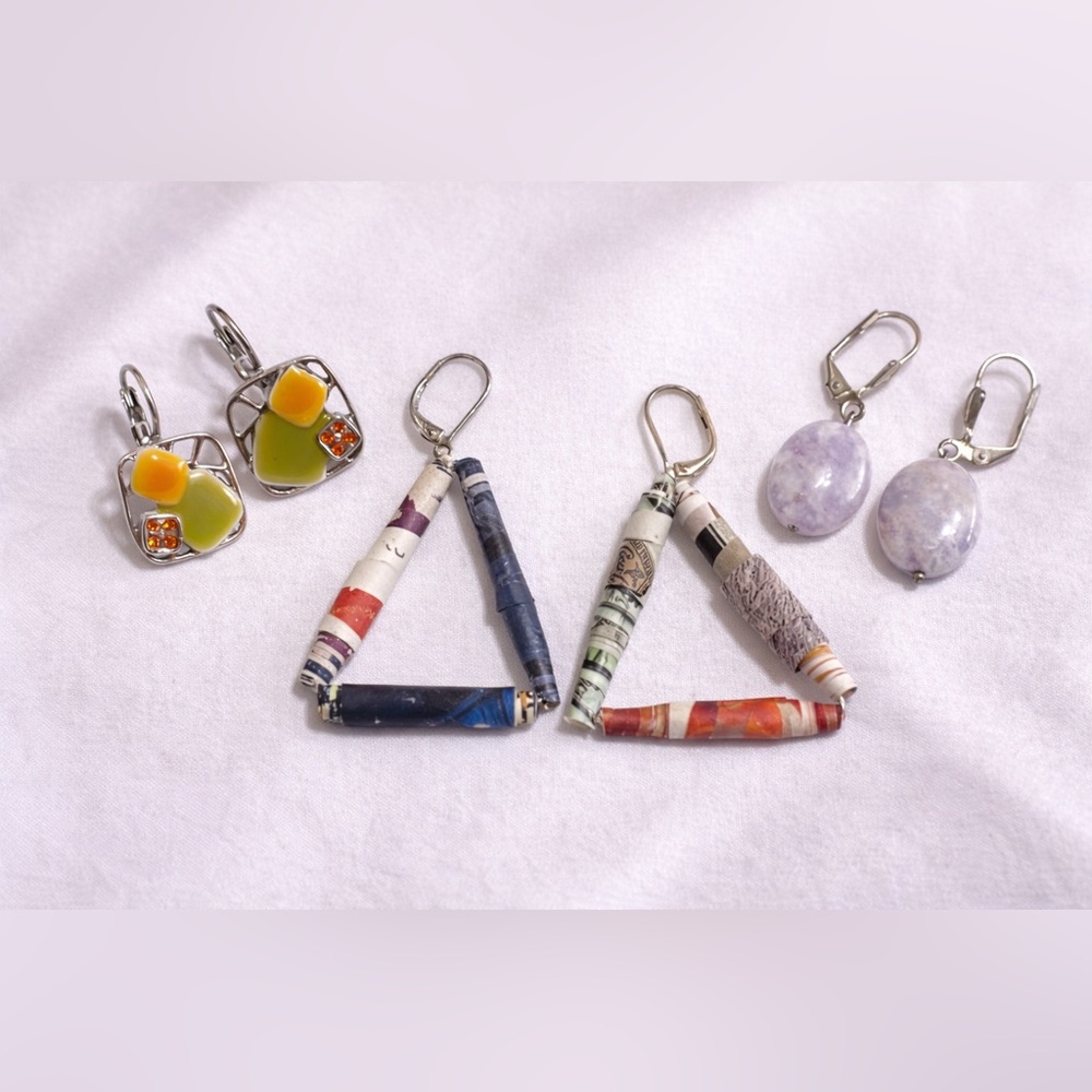 Boho Lever Back Earring Set | 3 Pair Artisan Inspired Dangle Earrings Collection